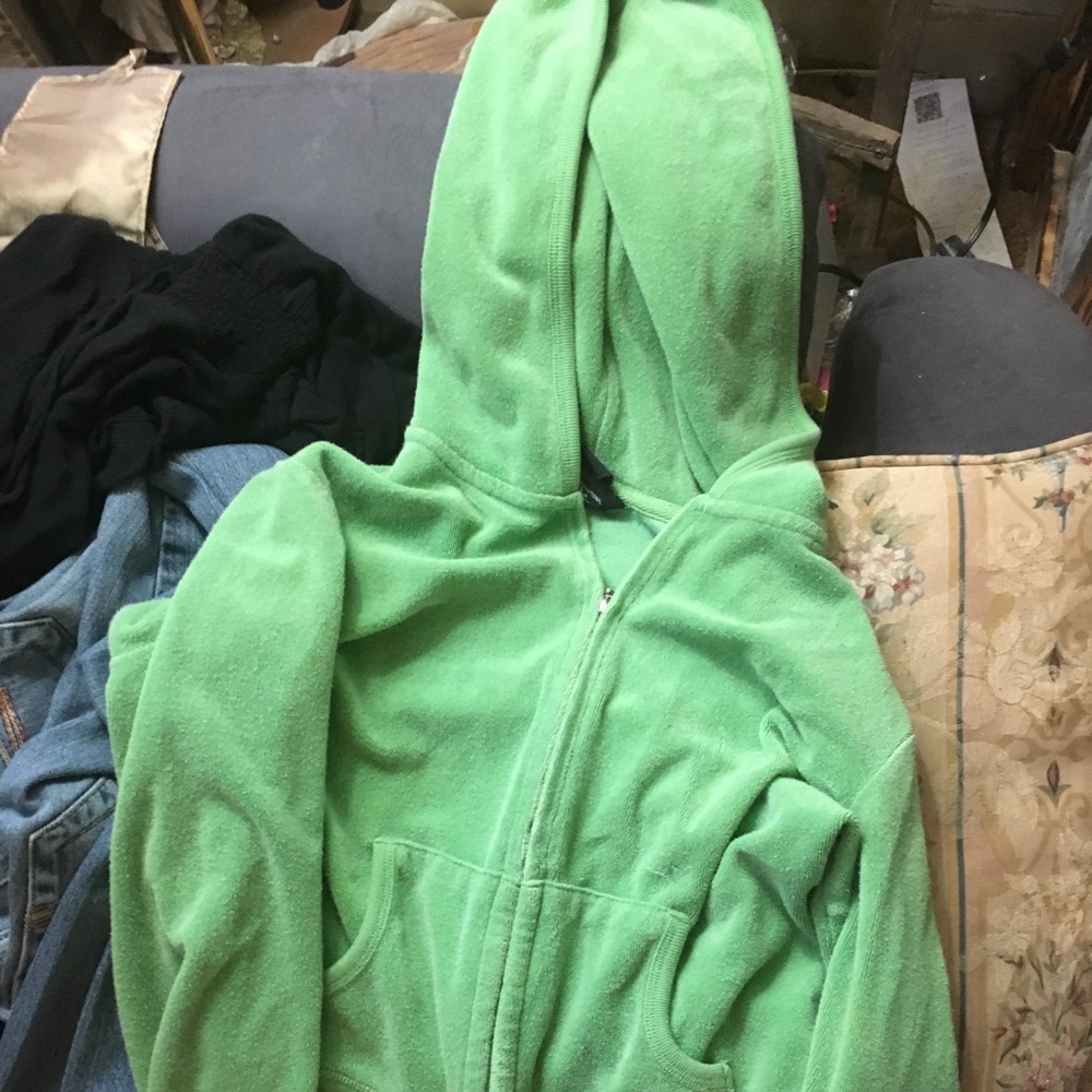 Lime green fleece zip up with hoodie